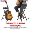 5 Core Guitar Stool ‚Ä¢ w Comfortable Padded Seat ‚Ä¢ Foot Rest ‚Ä¢ Guitar Holder w 300 Lbs Capacity - GSTOOL BLK